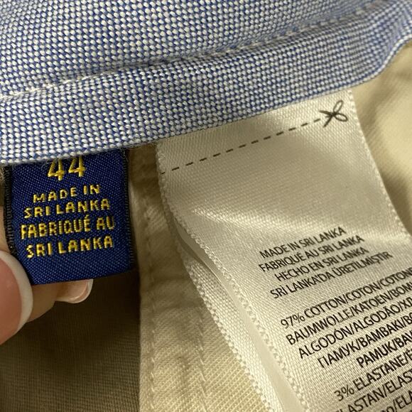 Polo Ralph Lauren Shorts Mens 44 Tan Khaki Chino Flat Front Classic Fit Casual - Picture 5 of 5